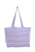 Bags Kumaş Çizgili Kol Çantası %100 Pamuklu Plaj Çantası - 5
