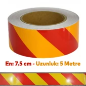 Fosforlu Reflektörlü Yapışkanlı Parlayan Sarı Kırmızı Reflektif Düz Şerit Bant 7.5 cm 5 Mt İkaz Bandı thumbnail 4