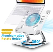 Ayarlanabilir Metal Laptop Standı Fanlı Notebook Tutucu Alüminyum Macbook Yükseltici thumbnail 3