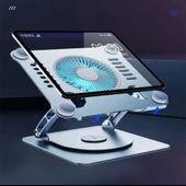 Ayarlanabilir Metal Laptop Standı Fanlı Notebook Tutucu Alüminyum Macbook Yükseltici thumbnail 2