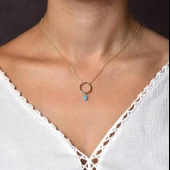 Choker Altın Firuze Kolye Çift Zincirli - 1