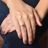 Beyaz Altın Anturaj Yüzük Oval Kök Yakut - 2