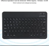 Wenn Ultra E140A 14" Uyumlu Kablosuz Bluetooth Şarj Edilebilir Yuvarlak Tuşlu Klavye - Siyah - 3