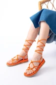 Orange Bilekten Bağcıklı Kadın Sandalet thumbnail 2