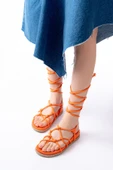 Orange Bilekten Bağcıklı Kadın Sandalet thumbnail 4