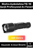 Özel Üretim Tek Modlu 500 Metre Menzilli Ekstra Güçlü Aydınlatma TG-10 Şarjlı Profesyonel Av Feneri - 1