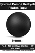 i Dayanıklı Mini Gymball 20cm Siyah Pilates Topu Şişirme Pompa - 1