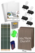 50x70 Resim Çantası Seti 1 Paket Fatih Karakalem 50x70 Proje Çantası Duralit Resim Kağıdı Dereceli Resim Kağıdı Hamur Silgi - 2