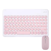 Sprange M50 10.4" Uyumlu Kablosuz Bluetooth Şarj Edilebilir Yuvarlak Tuşlu Klavye Mouse Seti - Pembe - 1