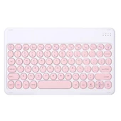 Samsung Galaxy Tab S8 X700 11" Uyumlu Kablosuz Bluetooth Şarj Edilebilir Yuvarlak Tuşlu Klavye Mouse Seti - Pembe thumbnail 2