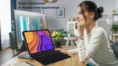 Huawei Mediapad T3 10 9.6" Uyumlu Kablosuz Bluetooth Şarj Edilebilir Yuvarlak Tuşlu Klavye Mouse Seti - Siyah - 2