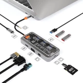 Type-C Audio Pd HDMI Vga Rj-45 Ethernet SD TF 3X Usb 3.0 Hub Çevirici SW10V thumbnail 3