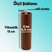 8 Adet Kahve 15 cm Mobilya Kanepe Koltuk Baza Yükseltme M8 Civatalı İnce Diş Destek Ayağı Ayakları - 2