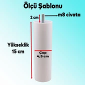 Mobilya Kanepe Koltuk Baza Yükseltme M8 Civatalı İnce Diş Destek Ayağı Ayakları Beyaz 15 cm 4 Adet thumbnail 2