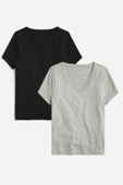 Süperlife Kadın V Yaka Regular Tshirt SPR24TSK45-2 - 10