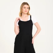 Askılı Büyük Cep Detaylı Kadın Salopet Tulum thumbnail 2