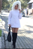 Günlük Kışlık Kapişonu Kürklü Kadın Şişme Mont thumbnail 5