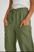 Keten Günlük Pantolon Beli Lastikli Bağcıklı - 3