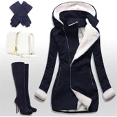 Toridas Kışlık Günlük Kaşe Kadın Kaban 819siyah5 - 1