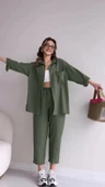 Keten Günlük İkili Takım Elbise Pantolon Gömlek - 3
