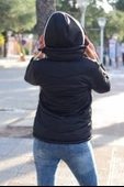 Günlük Şık Kapüşonlu Kışlık Kadın Şişme Mont - 4