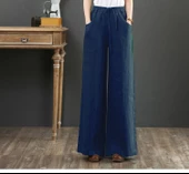 Keten Günlük Pantolon Beli Lastikli Bağcıklı - 2