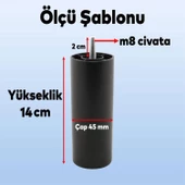 Mobilya Kanepe Koltuk Baza Yükseltme M8 Civatalı İnce Diş Destek Ayağı Ayakları Siyah 14 cm 4 Adet thumbnail 2