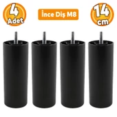 Mobilya Kanepe Koltuk Baza Yükseltme M8 Civatalı İnce Diş Destek Ayağı Ayakları Siyah 14 cm 4 Adet thumbnail 1