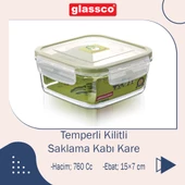 lock Temperli Cam Kilitli Cam Saklama Kabı Kare 760 Cc - 2