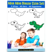 Adım Adım Dinozor Çizim Seti (2 Kitap) - 1