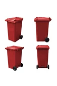 Kırmızı Plastik Çöp Konteyneri 240 Litre Konteyner - A+ Isıya Karşı Dayanıklı Malzeme - Kırmızı - 4