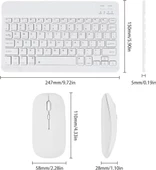 Apple iPad Air 2- iPad 6 9.7" Uyumlu Kablosuz Bluetooth Şarj Edilebilir Klavye Mouse Seti - Beyaz - 7