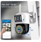 Çift Lens WiFi Kamera PTZ AI İnsan Algılama Monitörü Açık Renk Gece Görüşü  Gözetim Kameraları 4MP - 2