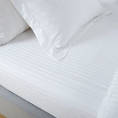 Çizgili Saten Yatak Çarşafı Lastikli 100x200 Yastık Kılıfı 50x70 Fitted Tek Kişilik Çarşaf Seti - 1