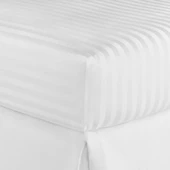 Çizgili Saten Yatak Çarşafı Lastikli 100x200 Yastık Kılıfı 50x70 Fitted Tek Kişilik Çarşaf Seti - 2