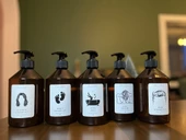 5'li Erkek Şampuan Kadın Şampuan Bebek Şampuan Duş Jeli Saç Kremi Etiketli Plastik Amber Şişe 500ml - 2