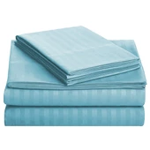 Çizgili Saten Yatak Çarşafı Lastikli 160x200 Yastık Kılıfı 50x70 Fitted Çift Kişilik Çarşaf Seti Pet - 3