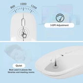 Huawei MatePad 11.5"S PaperMatte Edition Uyumlu Kablosuz Bluetooth Şarj Edilebilir Klavye Mouse Seti - Beyaz - 4