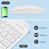 Huawei MatePad 11.5"S PaperMatte Edition Uyumlu Kablosuz Bluetooth Şarj Edilebilir Klavye Mouse Seti - Beyaz - 2