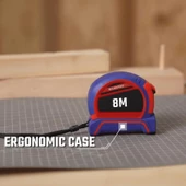 WORKPRO WP261044 8Mx25mm Naylon Kaplama Sarı Çift Taraflı Manyetik Çelik Şerit Metre - 6