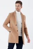 Taba Kaşe Mono Yaka Kapitoneli Astar Slim Fit Dar Kesim Klasik Kaban 1008235171 - 1