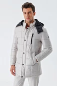 Taş Rengi Kapüşonlu Kapitoneli Astar Comfort Fit Rahat Kesim Klasik Kaban 1008235155 - 1
