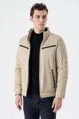Taş Rengi Dik Yaka Astarlı Comfort Fit Rahat Kesim Casual Mont 1007235166 - 1