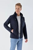 Koyu Lacivert Kapüşonlu Astarlı Slim Fit Dar Kesim Casual Mont 1007235163 - 1