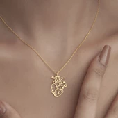 925 Ayar Gümüş Origami Kalp  Kolye thumbnail 8