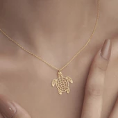 925 Ayar Gümüş Karetta Karetta Kaplumbağa Kolye thumbnail 4