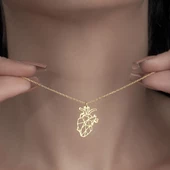 925 Ayar Gümüş Origami Kalp  Kolye thumbnail 7