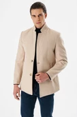 Açık Bej Kaşe Dik Yaka Astarlı Slim Fit Dar Kesim Casual Mont 1007235170 - 1