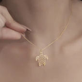 925 Ayar Gümüş Karetta Karetta Kaplumbağa Kolye thumbnail 6