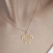 925 Ayar Gümüş Karetta Karetta Kaplumbağa Kolye thumbnail 7